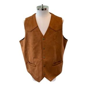 Men’s Sz XXL Faux Suede Leather Snap Close Lined Western Pockets Vest Unbranded